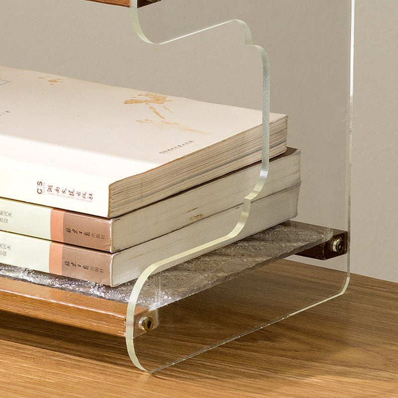 Modern Minimalist Rectangular Bamboo Acrylic Acrylonitrile Butadiene Styrene Bookshelves 2/3/4-Tier For Home Office