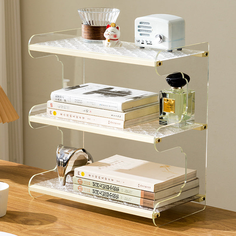 Moderne minimalistische rechteckige Bücherregale aus Bambus, Acryl, Acrylnitril-Butadien-Styrol 2/3/4-stufig für Zuhause und Büro 