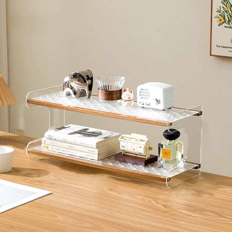 Modern Minimalist Rectangular Bamboo Acrylic Acrylonitrile Butadiene Styrene Bookshelves 2/3/4-Tier For Home Office