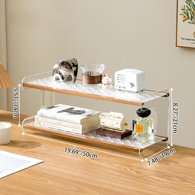 Modern Minimalist Rectangular Bamboo Acrylic Acrylonitrile Butadiene Styrene Bookshelves 2/3/4-Tier For Home Office