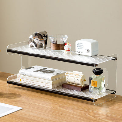 Modern Minimalist Rectangular Bamboo Acrylic Acrylonitrile Butadiene Styrene Bookshelves 2/3/4-Tier For Home Office
