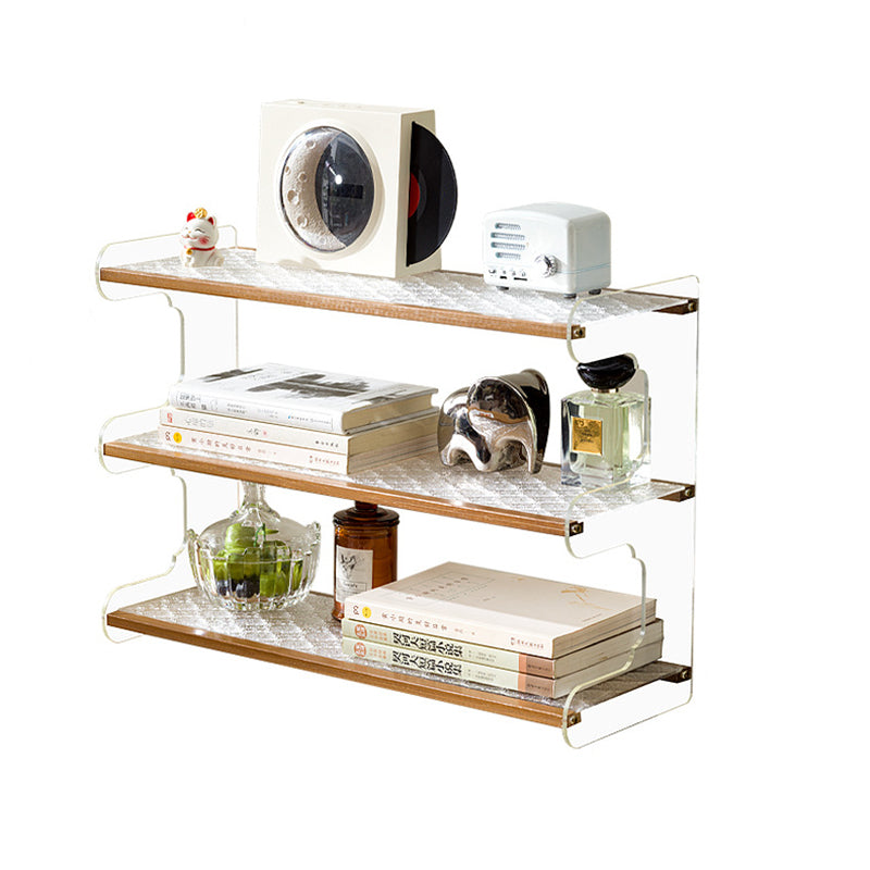 Modern Minimalist Rectangular Bamboo Acrylic Acrylonitrile Butadiene Styrene Bookshelves 2/3/4-Tier For Home Office