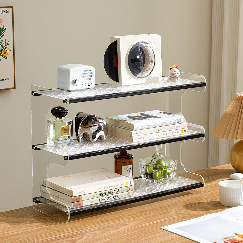 Modern Minimalist Rectangular Bamboo Acrylic Acrylonitrile Butadiene Styrene Bookshelves 2/3/4-Tier For Home Office