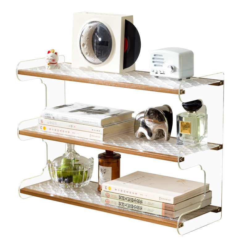 Modern Minimalist Rectangular Bamboo Acrylic Acrylonitrile Butadiene Styrene Bookshelves 2/3/4-Tier For Home Office
