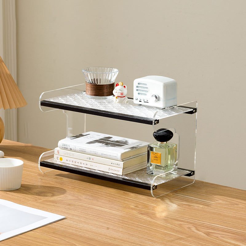 Modern Minimalist Rectangular Bamboo Acrylic Acrylonitrile Butadiene Styrene Bookshelves 2/3/4-Tier For Home Office