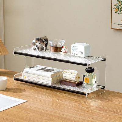 Modern Minimalist Rectangular Bamboo Acrylic Acrylonitrile Butadiene Styrene Bookshelves 2/3/4-Tier For Home Office