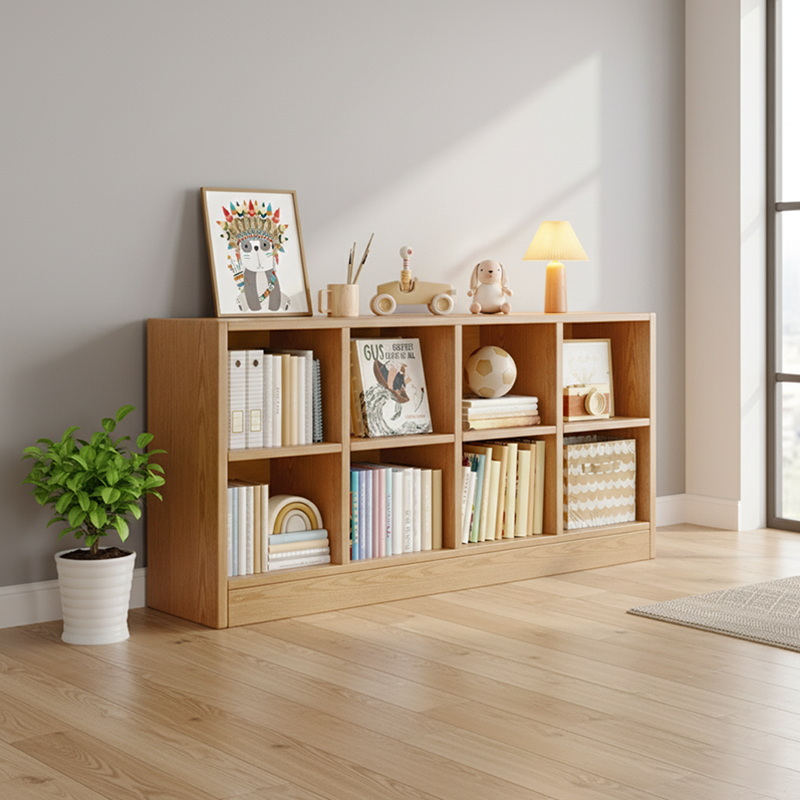 Modern Minimalist Rectangular Medium Density Fiberboard Bookshelves 8-Cabinet For Living Room