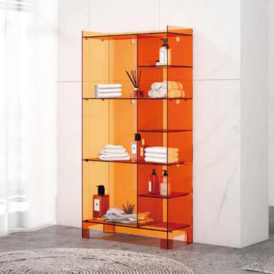Modern Minimalist Rectangular Acrylic Bookshelves 4-Leg 9-Cabinet For Living Room