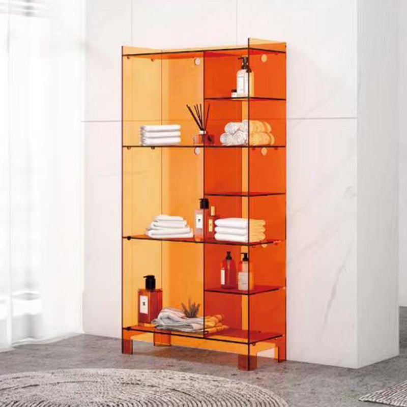 Modern Minimalist Rectangular Acrylic Bookshelves 4-Leg 9-Cabinet For Living Room