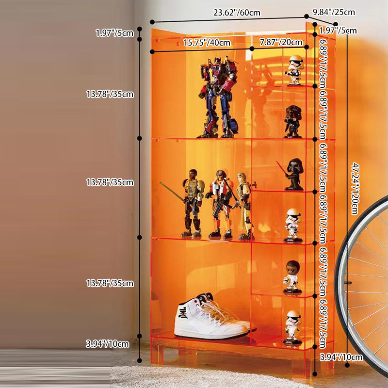 Moderner minimalistischer rechteckiger Acryl-Bücherschrank mit 4 Beinen und 9 Fächern für das Wohnzimmer 