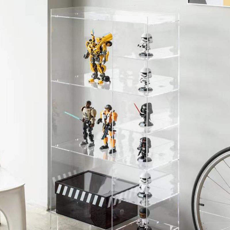 Modern Minimalist Rectangular Acrylic Bookshelves 4-Leg 9-Cabinet For Living Room