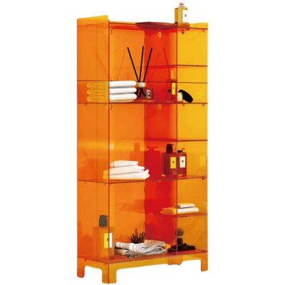 Modern Minimalist Rectangular Acrylic Bookshelves 4-Leg 9-Cabinet For Living Room