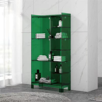 Modern Minimalist Rectangular Acrylic Bookshelves 4-Leg 9-Cabinet For Living Room