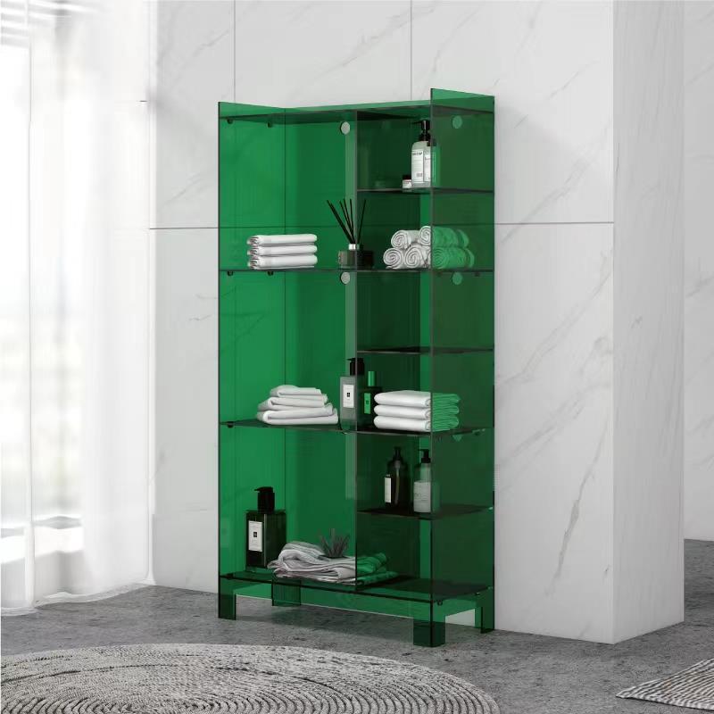 Modern Minimalist Rectangular Acrylic Bookshelves 4-Leg 9-Cabinet For Living Room