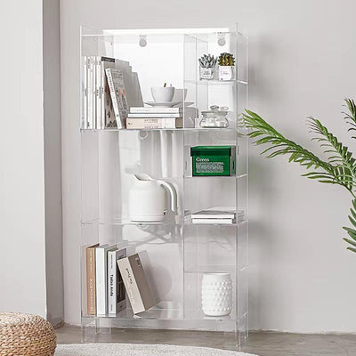 Modern Minimalist Rectangular Acrylic Bookshelves 4-Leg 9-Cabinet For Living Room
