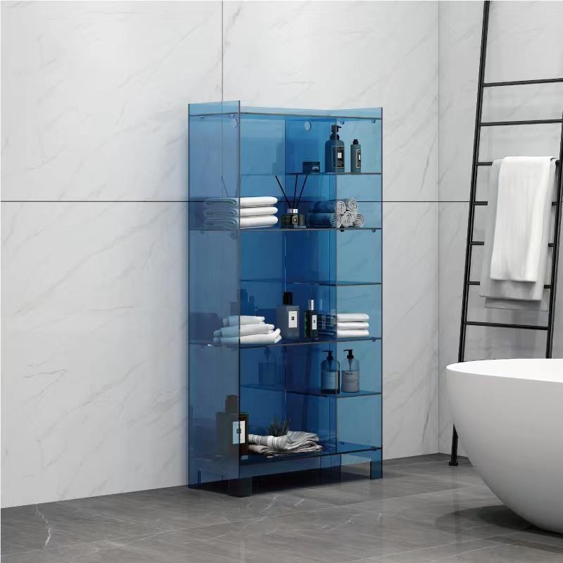 Modern Minimalist Rectangular Acrylic Bookshelves 4-Leg 9-Cabinet For Living Room