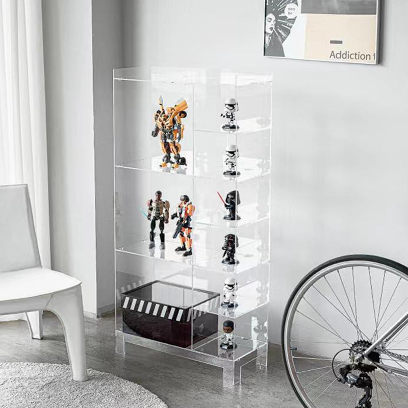 Modern Minimalist Rectangular Acrylic Bookshelves 4-Leg 9-Cabinet For Living Room