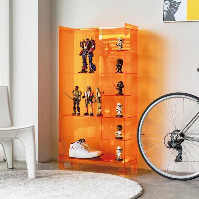 Modern Minimalist Rectangular Acrylic Bookshelves 4-Leg 9-Cabinet For Living Room
