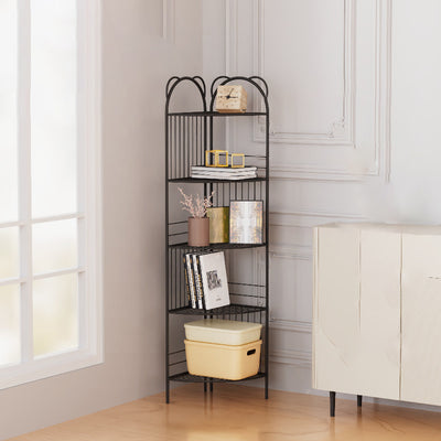 Modern Minimalist Curved Carbon Steel Iron Storage Cabinet 4-Leg 5-Tier For Living Room