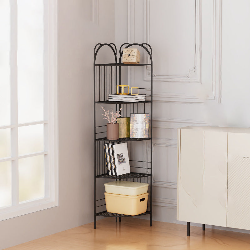 Modern Minimalist Curved Carbon Steel Iron Storage Cabinet 4-Leg 5-Tier For Living Room
