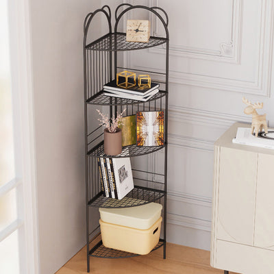 Modern Minimalist Curved Carbon Steel Iron Storage Cabinet 4-Leg 5-Tier For Living Room