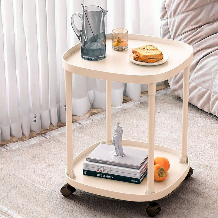 Modern Minimalist Rectangular Plastic End Table 2-Tier Movable For Living Room