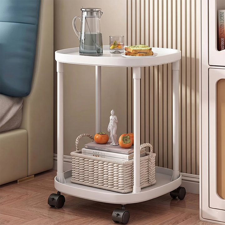 Modern Minimalist Rectangular Plastic End Table 2-Tier Movable For Living Room