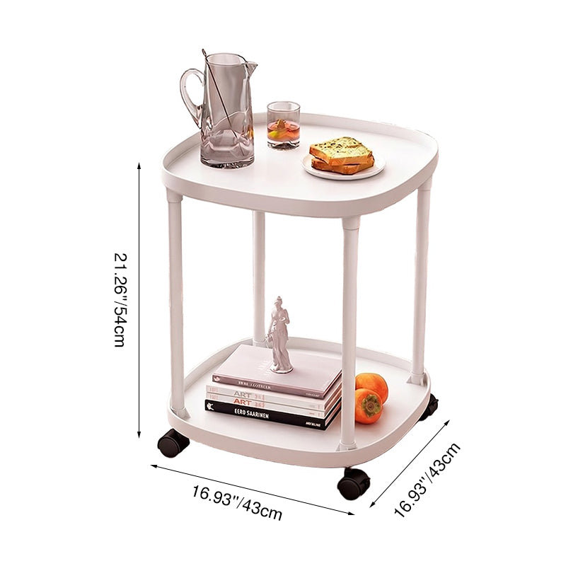 Modern Minimalist Rectangular Plastic End Table 2-Tier Movable For Living Room