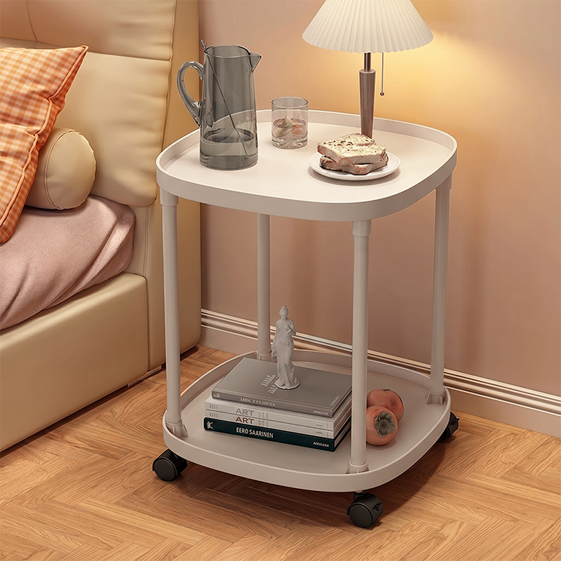 Modern Minimalist Rectangular Plastic End Table 2-Tier Movable For Living Room