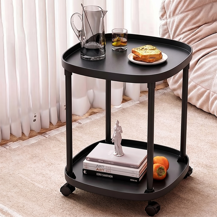 Modern Minimalist Rectangular Plastic End Table 2-Tier Movable For Living Room