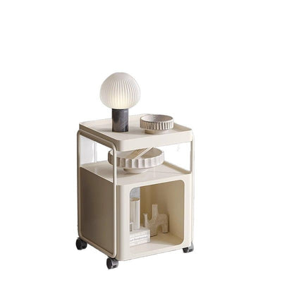 Modern Minimalist Square Iron Nightstand 3-Tier Movable For Bedroom