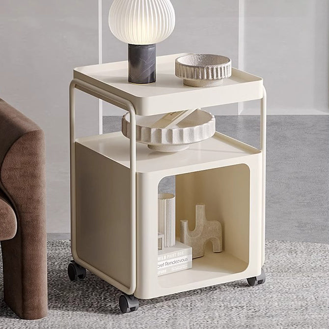 Modern Minimalist Square Iron Nightstand 3-Tier Movable For Bedroom