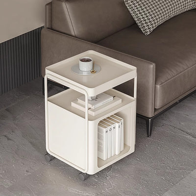 Modern Minimalist Square Iron Nightstand 3-Tier Movable For Bedroom