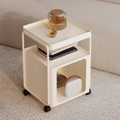 Modern Minimalist Square Iron Nightstand 3-Tier Movable For Bedroom