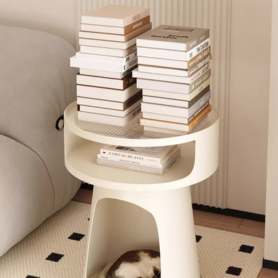 Modern Minimalist Round Iron Glass End Table 3-Tier For Living Room