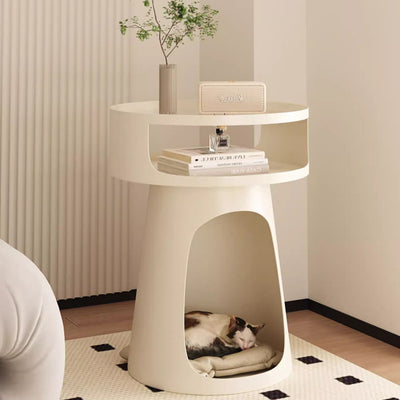 Modern Minimalist Round Iron Glass End Table 3-Tier For Living Room