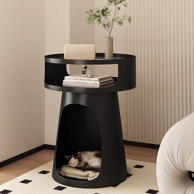 Modern Minimalist Round Iron Glass End Table 3-Tier For Living Room