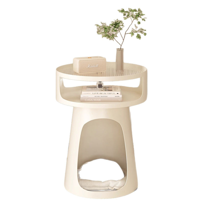 Modern Minimalist Round Iron Glass End Table 3-Tier For Living Room