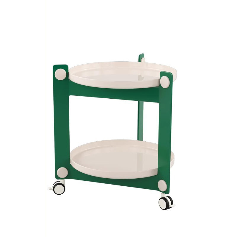 Mesa Auxiliar Redonda Minimalista Moderna de Acrilonitrilo Butadieno Estireno de 2 Niveles Movible para Sala de Estar 