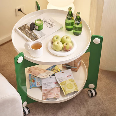Modern Minimalist Round Acrylonitrile Butadiene Styrene End Table 2-Tier Movable For Living Room