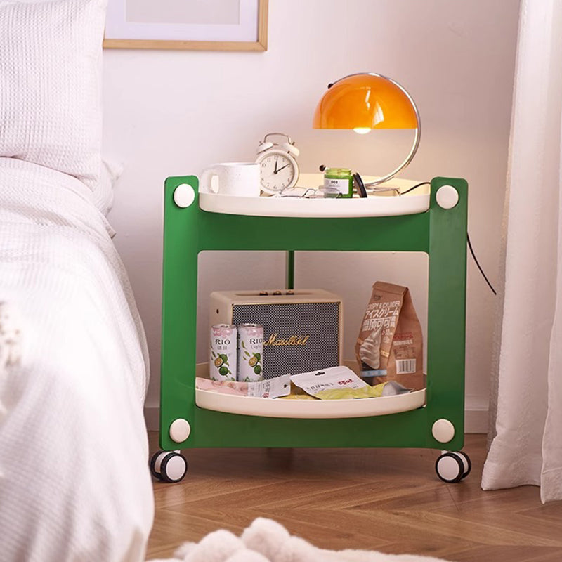Modern Minimalist Round Acrylonitrile Butadiene Styrene End Table 2-Tier Movable For Living Room