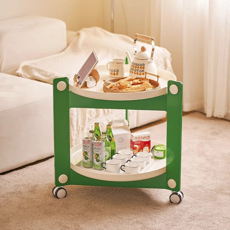 Modern Minimalist Round Acrylonitrile Butadiene Styrene End Table 2-Tier Movable For Living Room