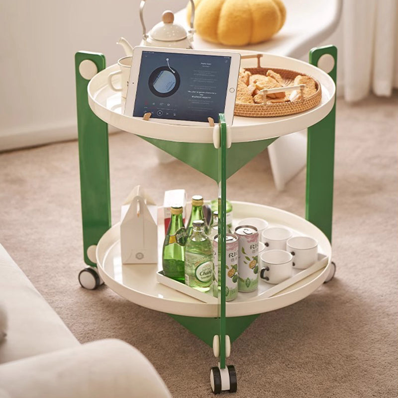 Modern Minimalist Round Acrylonitrile Butadiene Styrene End Table 2-Tier Movable For Living Room