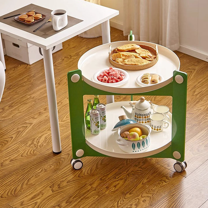 Table d'appoint ronde minimaliste moderne en acrylonitrile butadiène styrène à 2 niveaux, mobile pour salon 