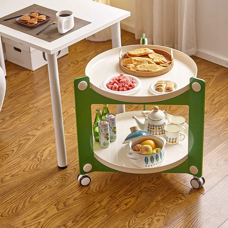Modern Minimalist Round Acrylonitrile Butadiene Styrene End Table 2-Tier Movable For Living Room