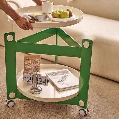 Modern Minimalist Round Acrylonitrile Butadiene Styrene End Table 2-Tier Movable For Living Room