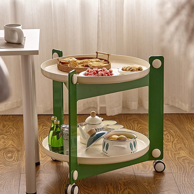 Modern Minimalist Round Acrylonitrile Butadiene Styrene End Table 2-Tier Movable For Living Room