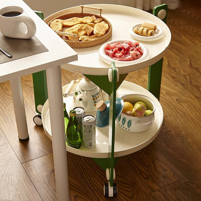 Modern Minimalist Round Acrylonitrile Butadiene Styrene End Table 2-Tier Movable For Living Room