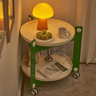 Modern Minimalist Round Acrylonitrile Butadiene Styrene End Table 2-Tier Movable For Living Room