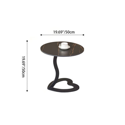 Modern Minimalist Round Stone Slab Iron End Table For Living Room